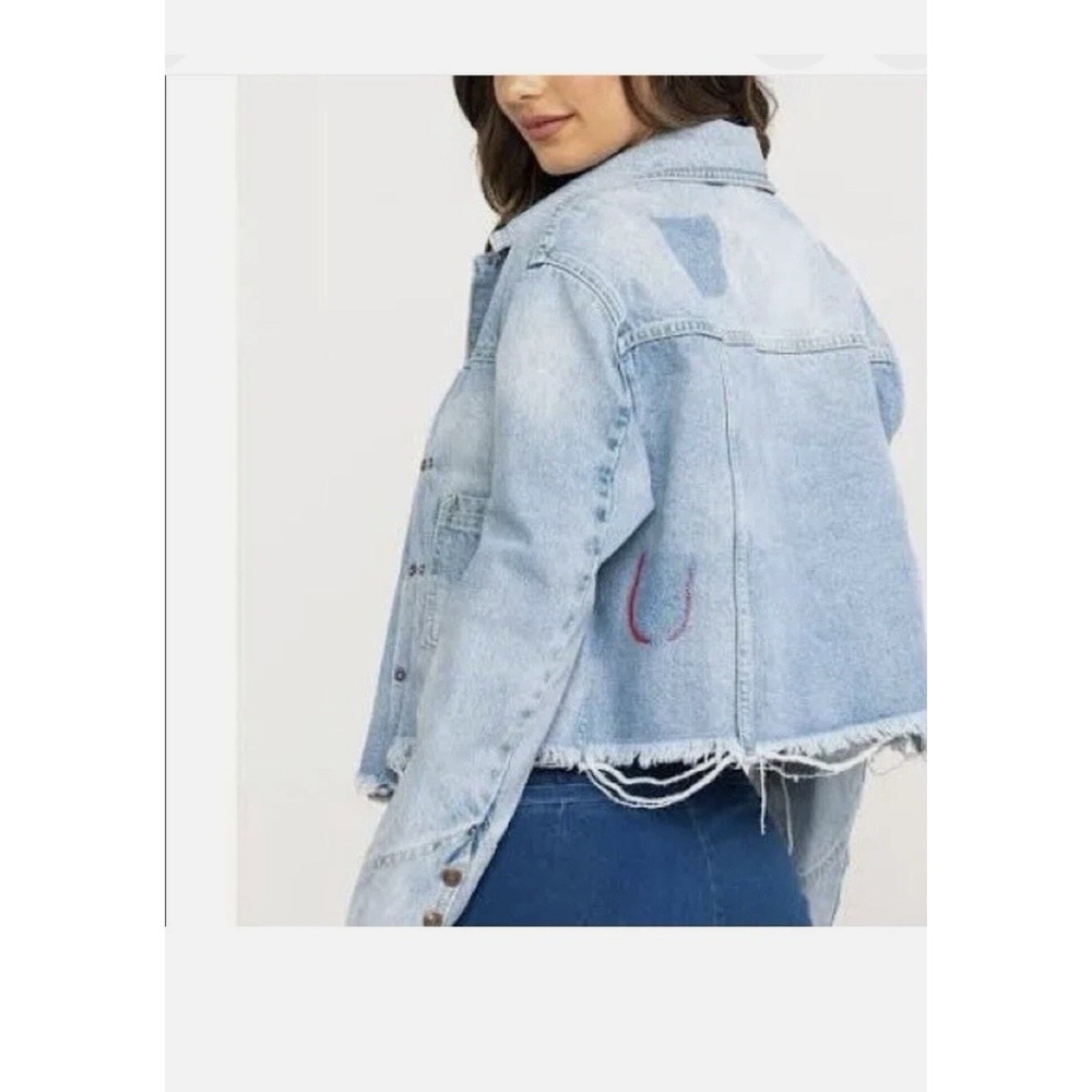 Free People Women's Dillon Denim Jacket‎ Jasmine Wash Blue Size Small - Picture 3 of 16
